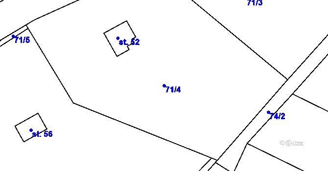 Parcela st. 71/4 v KÚ Sušetice, Katastrální mapa