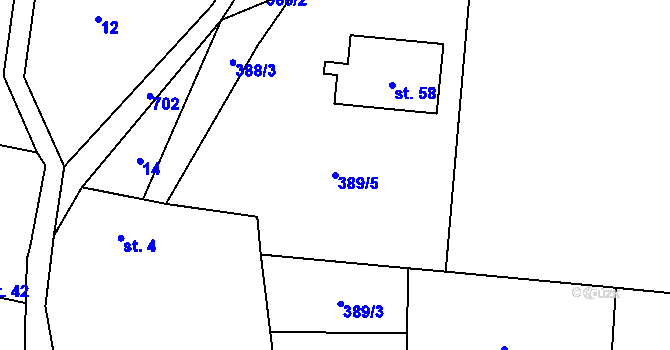 Parcela st. 389/5 v KÚ Sušetice, Katastrální mapa