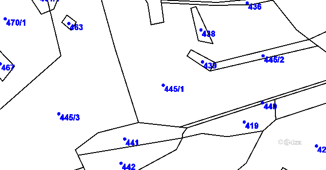 Parcela st. 445/1 v KÚ Sušetice, Katastrální mapa