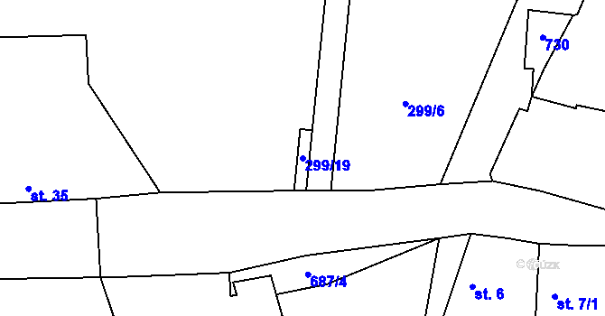 Parcela st. 299/19 v KÚ Sušetice, Katastrální mapa