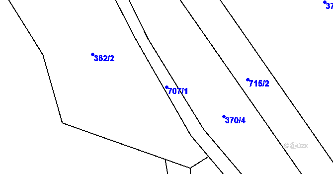 Parcela st. 707/1 v KÚ Sušetice, Katastrální mapa