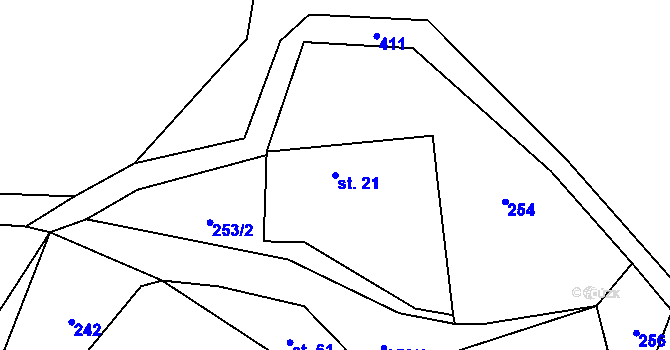 Parcela st. 21 v KÚ Uhřice u Sedlce, Katastrální mapa