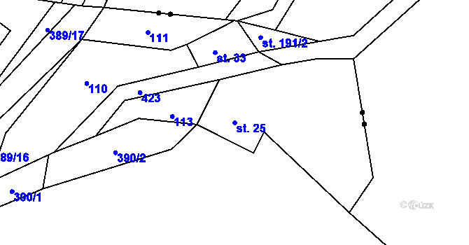 Parcela st. 25 v KÚ Uhřice u Sedlce, Katastrální mapa