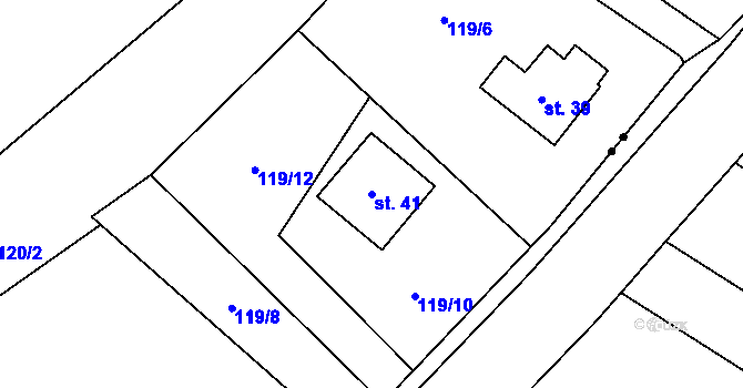 Parcela st. 41 v KÚ Uhřice u Sedlce, Katastrální mapa