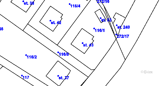 Parcela st. 43 v KÚ Uhřice u Sedlce, Katastrální mapa