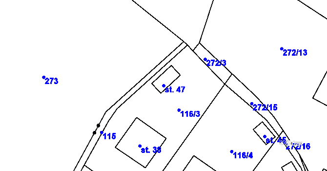 Parcela st. 47 v KÚ Uhřice u Sedlce, Katastrální mapa