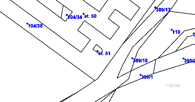 Parcela st. 51 v KÚ Uhřice u Sedlce, Katastrální mapa