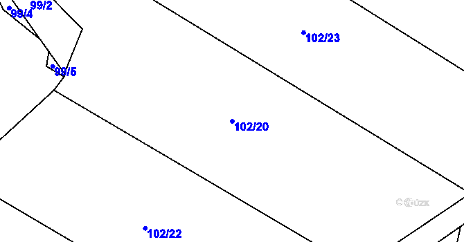 Parcela st. 102/20 v KÚ Uhřice u Sedlce, Katastrální mapa