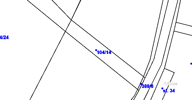Parcela st. 104/14 v KÚ Uhřice u Sedlce, Katastrální mapa