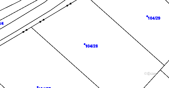 Parcela st. 104/28 v KÚ Uhřice u Sedlce, Katastrální mapa