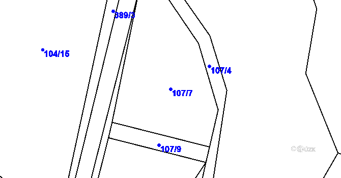 Parcela st. 107/7 v KÚ Uhřice u Sedlce, Katastrální mapa