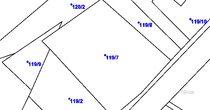 Parcela st. 119/7 v KÚ Uhřice u Sedlce, Katastrální mapa