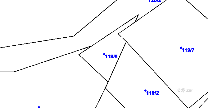 Parcela st. 119/9 v KÚ Uhřice u Sedlce, Katastrální mapa