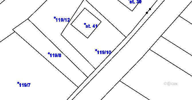 Parcela st. 119/10 v KÚ Uhřice u Sedlce, Katastrální mapa