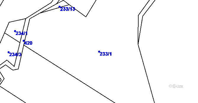 Parcela st. 233/1 v KÚ Uhřice u Sedlce, Katastrální mapa