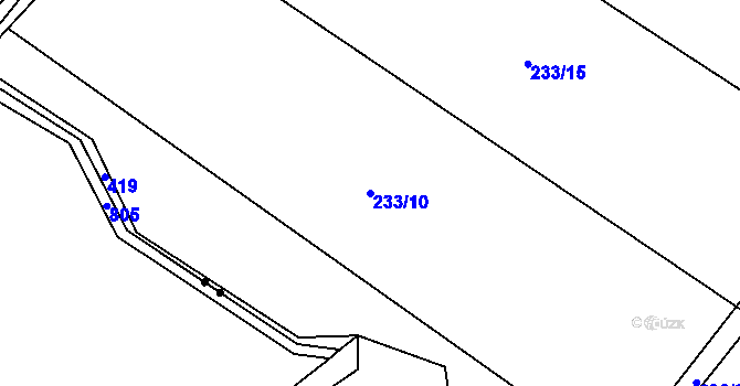 Parcela st. 233/10 v KÚ Uhřice u Sedlce, Katastrální mapa
