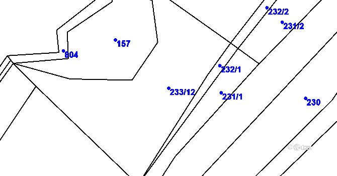 Parcela st. 233/12 v KÚ Uhřice u Sedlce, Katastrální mapa