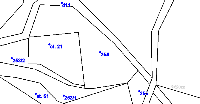 Parcela st. 254 v KÚ Uhřice u Sedlce, Katastrální mapa
