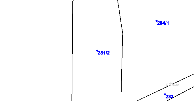 Parcela st. 281/2 v KÚ Uhřice u Sedlce, Katastrální mapa