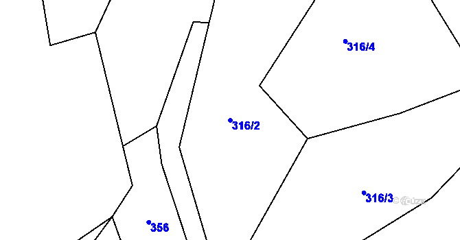 Parcela st. 316/2 v KÚ Uhřice u Sedlce, Katastrální mapa