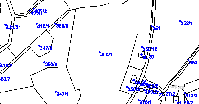 Parcela st. 350/1 v KÚ Uhřice u Sedlce, Katastrální mapa
