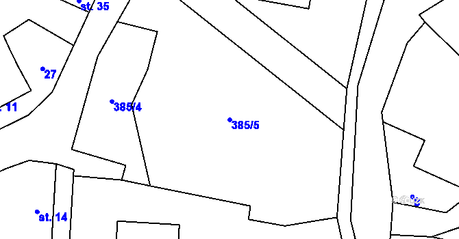 Parcela st. 385/5 v KÚ Uhřice u Sedlce, Katastrální mapa