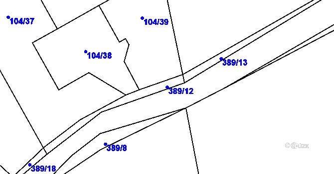 Parcela st. 389/12 v KÚ Uhřice u Sedlce, Katastrální mapa