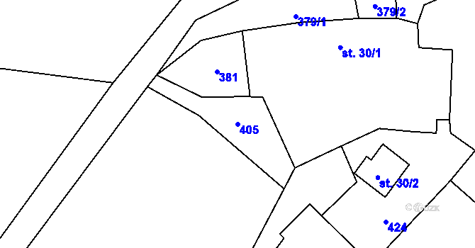 Parcela st. 405 v KÚ Uhřice u Sedlce, Katastrální mapa