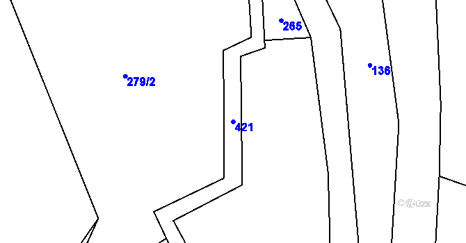 Parcela st. 421 v KÚ Uhřice u Sedlce, Katastrální mapa