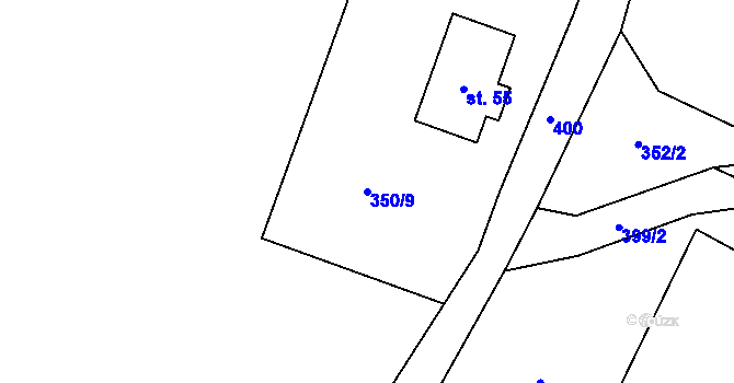 Parcela st. 350/9 v KÚ Uhřice u Sedlce, Katastrální mapa