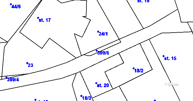 Parcela st. 399/5 v KÚ Uhřice u Sedlce, Katastrální mapa