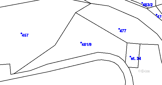 Parcela st. 481/9 v KÚ Jetřichovice u Děčína, Katastrální mapa