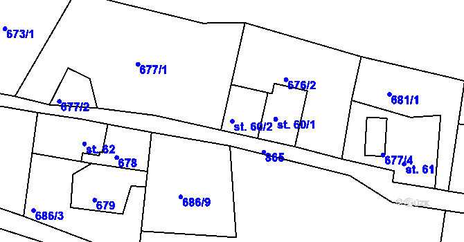 Parcela st. 60/2 v KÚ Rynartice, Katastrální mapa