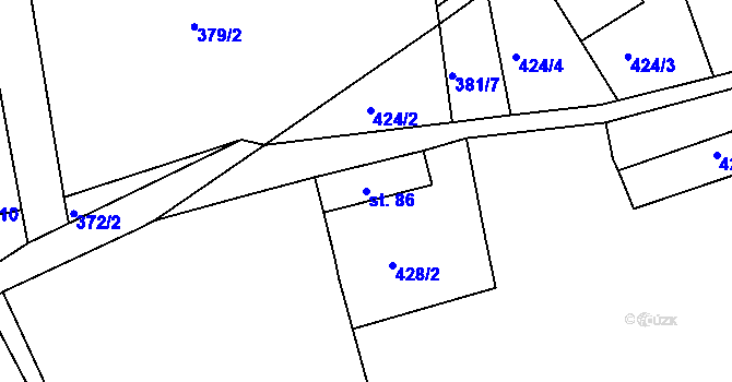 Parcela st. 86 v KÚ Rynartice, Katastrální mapa