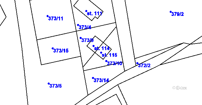 Parcela st. 115 v KÚ Rynartice, Katastrální mapa