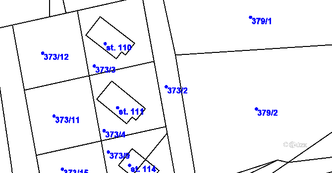 Parcela st. 373/2 v KÚ Rynartice, Katastrální mapa