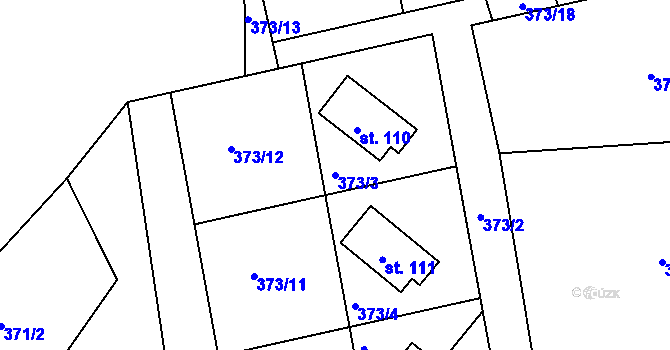 Parcela st. 373/3 v KÚ Rynartice, Katastrální mapa