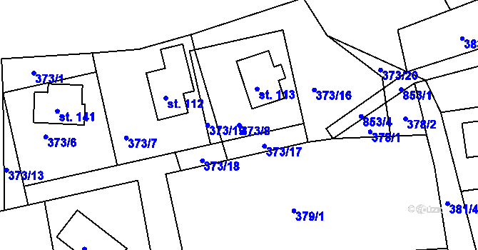 Parcela st. 373/8 v KÚ Rynartice, Katastrální mapa