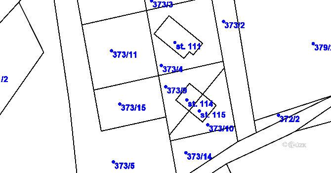 Parcela st. 373/9 v KÚ Rynartice, Katastrální mapa