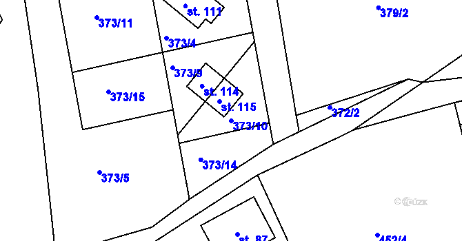 Parcela st. 373/10 v KÚ Rynartice, Katastrální mapa