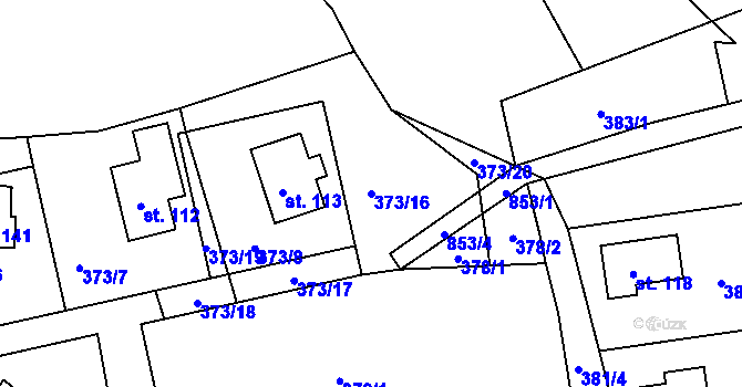 Parcela st. 373/16 v KÚ Rynartice, Katastrální mapa