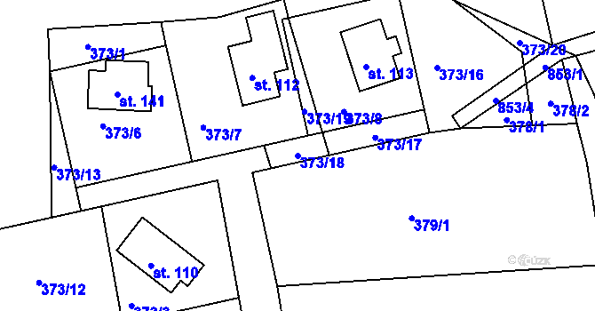 Parcela st. 373/18 v KÚ Rynartice, Katastrální mapa