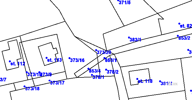 Parcela st. 373/20 v KÚ Rynartice, Katastrální mapa