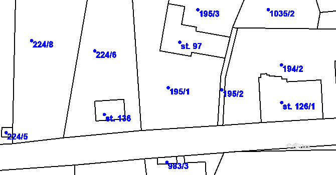 Parcela st. 195/1 v KÚ Všemily, Katastrální mapa