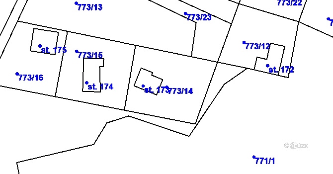 Parcela st. 773/14 v KÚ Všemily, Katastrální mapa