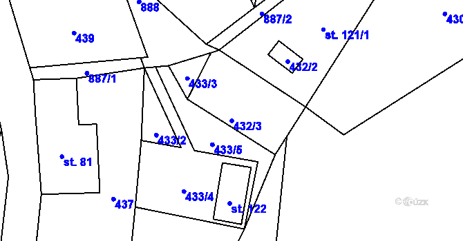 Parcela st. 432/3 v KÚ Vysoká Lípa, Katastrální mapa