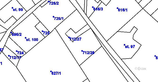 Parcela st. 712/21 v KÚ Vysoká Lípa, Katastrální mapa