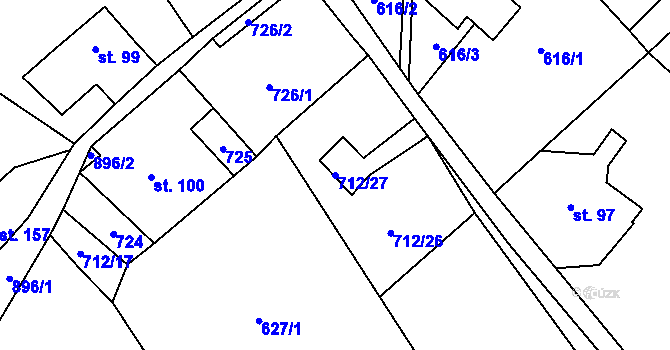 Parcela st. 712/27 v KÚ Vysoká Lípa, Katastrální mapa