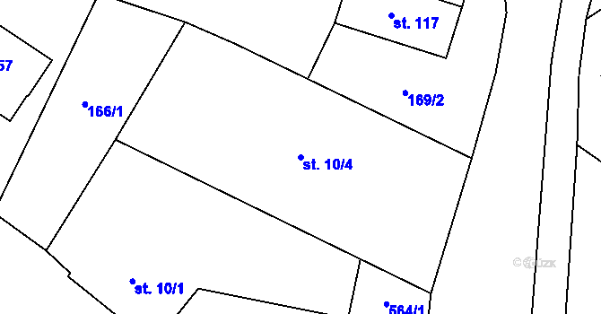 Parcela st. 10/4 v KÚ Jevany, Katastrální mapa