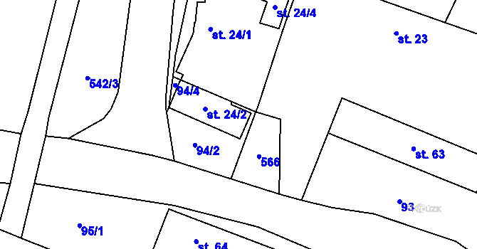 Parcela st. 24/3 v KÚ Jevany, Katastrální mapa